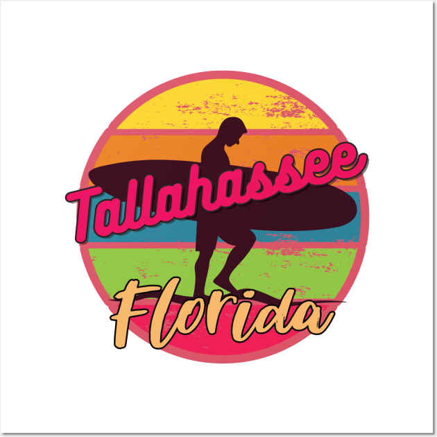 Tallahassee Florida Surfing Retro Sunset Wall Art by AdrianaHolmesArt